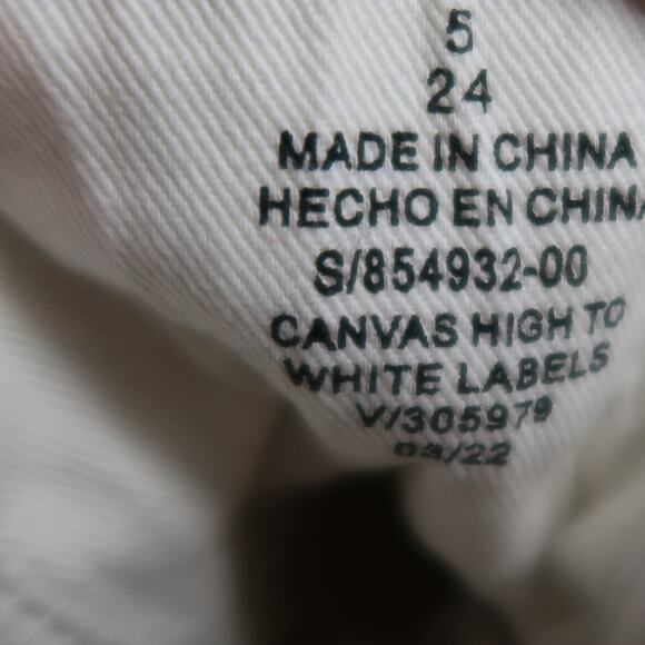 Old Navy Shoes Big Kids 5 Casual Sneakers High Top Canvas Lace Up White Trainers - Picture 6 of 11